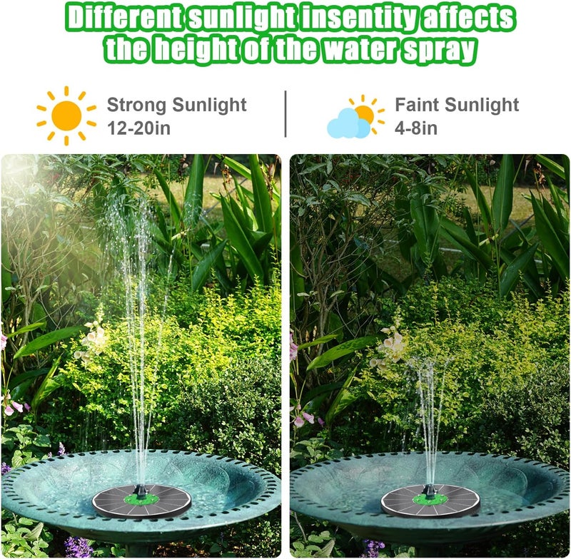 Yzert Solar Fountain White Lights Glass, 3.5W Solar Water Fountain with 2200 mAh Battery, Bird Bath Fountains Solar Power with 4 Fixers & 7 Nozzles for Outdoor,Patio, Garden Decor, Pond,Hummingbird - Image 4